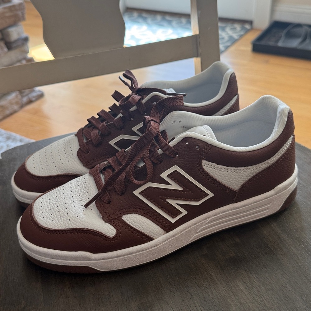 New Balance 480 Chocolate and White Athletic Shoes
